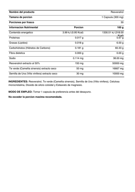 VIDANAT RESVERATROL 30 CAPS