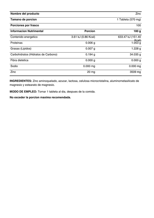 VIDANAT ZINC 100 TABS
