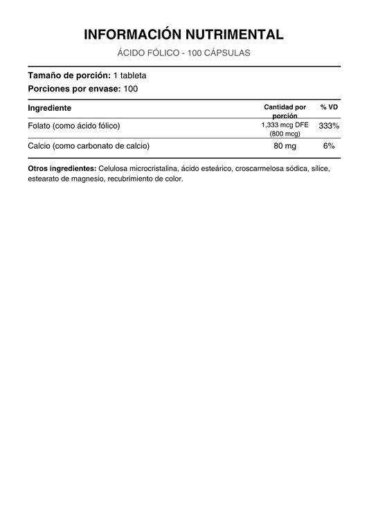 WHP FOLIC ACID 800 MCG 100 CAPS